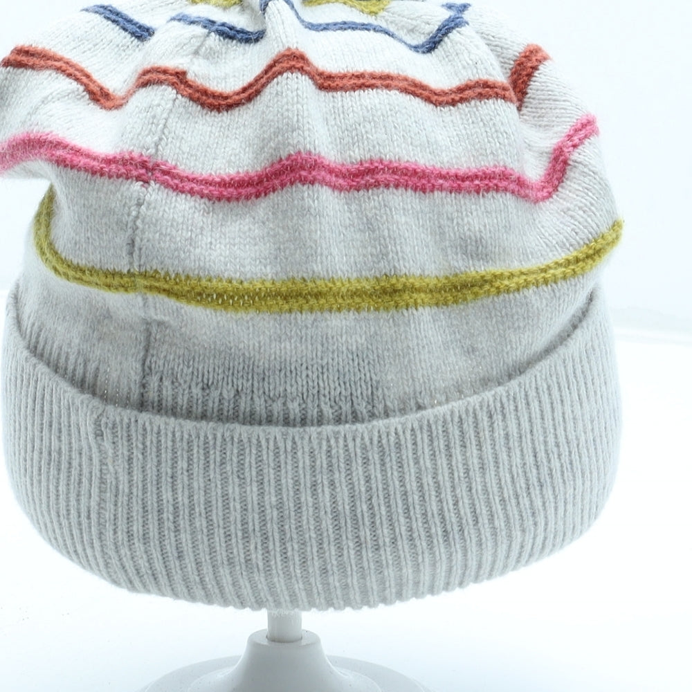 White Stufrf Womens Multicoloured Striped Acrylic Bobble Hat One Size