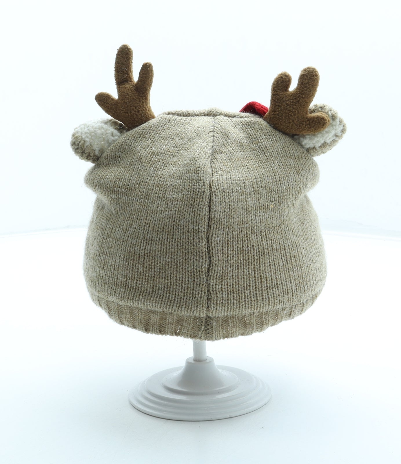 George Girls Brown Acrylic Beanie Size S - Reindeer Ears