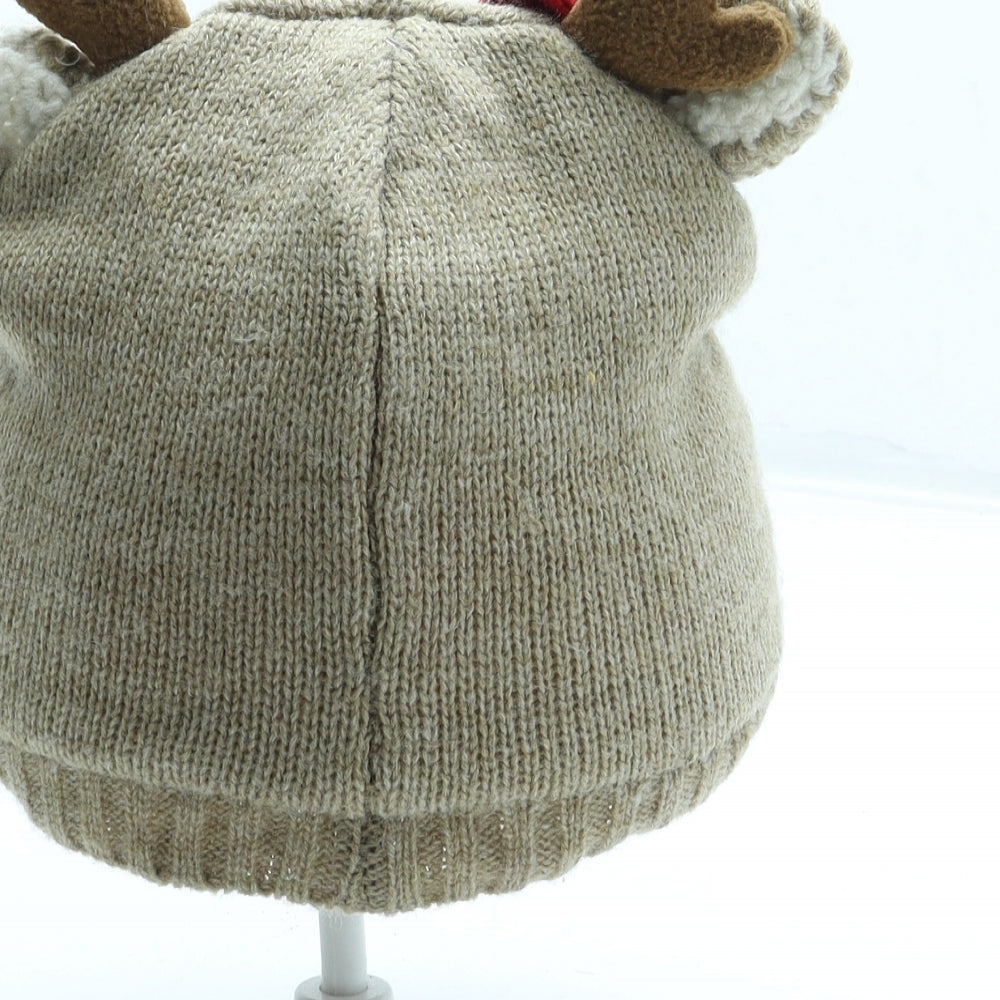 George Girls Brown Acrylic Beanie Size S - Reindeer Ears