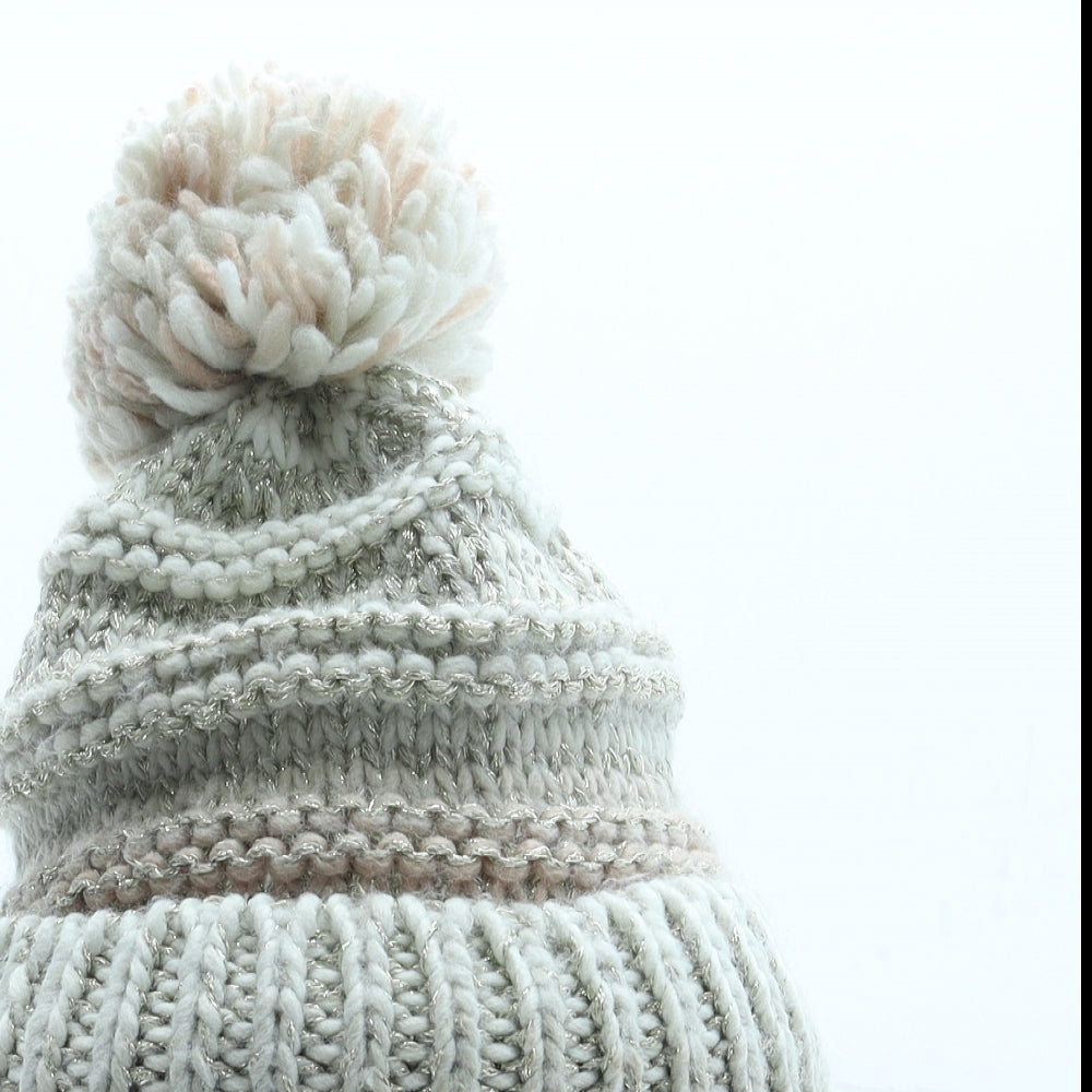 Preworn Womens Beige Acrylic Bobble Hat One Size