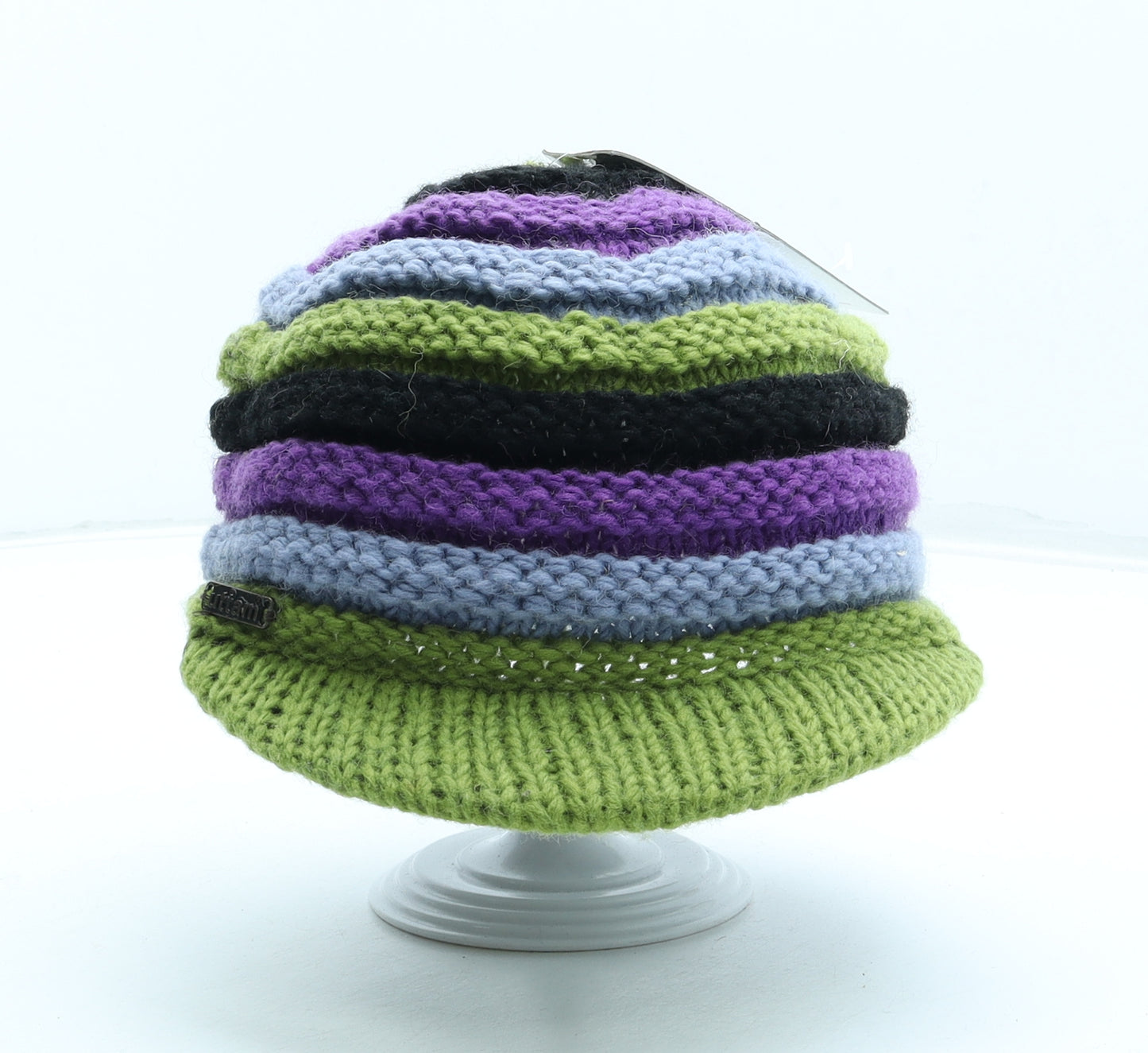 Uttam London Womens Multicoloured Striped Wool Peaked Cap One Size