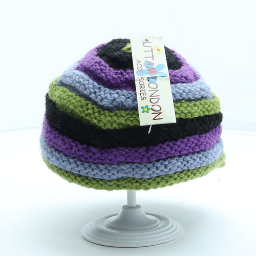 Uttam London Womens Multicoloured Striped Wool Peaked Cap One Size