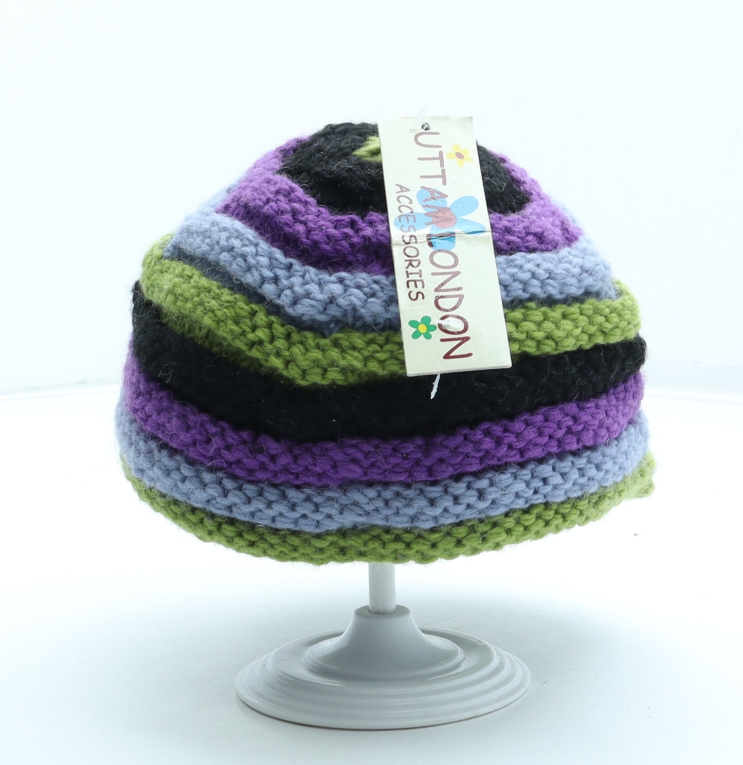 Uttam London Womens Multicoloured Striped Wool Peaked Cap One Size