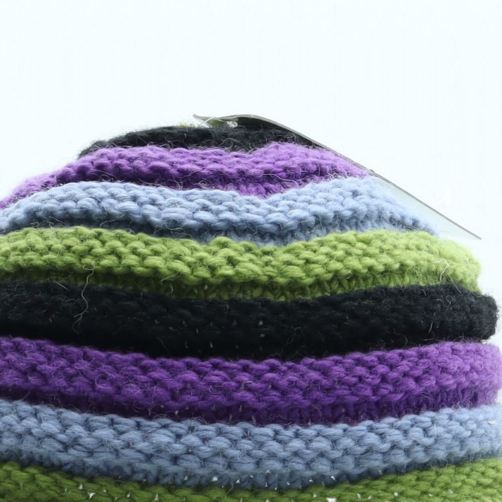 Uttam London Womens Multicoloured Striped Wool Peaked Cap One Size