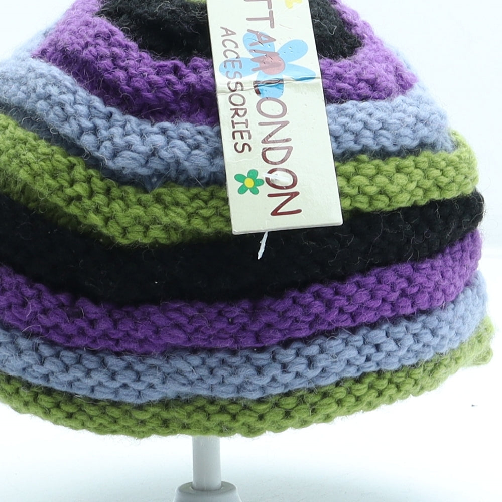Uttam London Womens Multicoloured Striped Wool Peaked Cap One Size