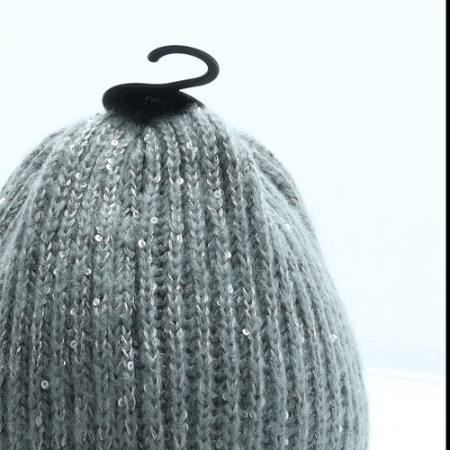 George Womens Silver Acrylic Beanie One Size
