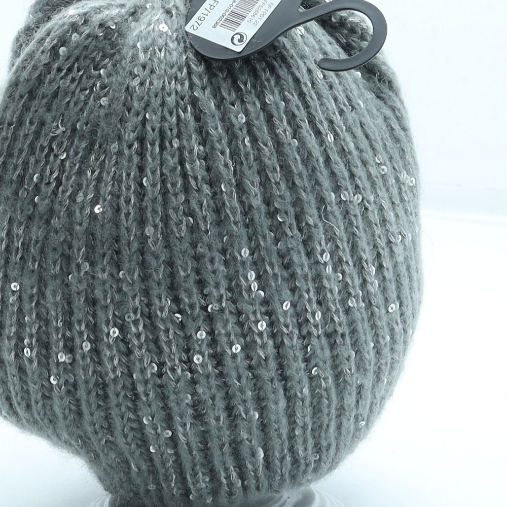 George Womens Silver Acrylic Beanie One Size