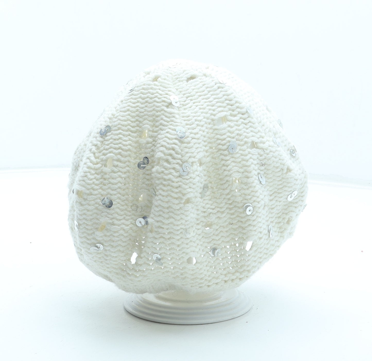 Preworn Womens White Acrylic Beret One Size