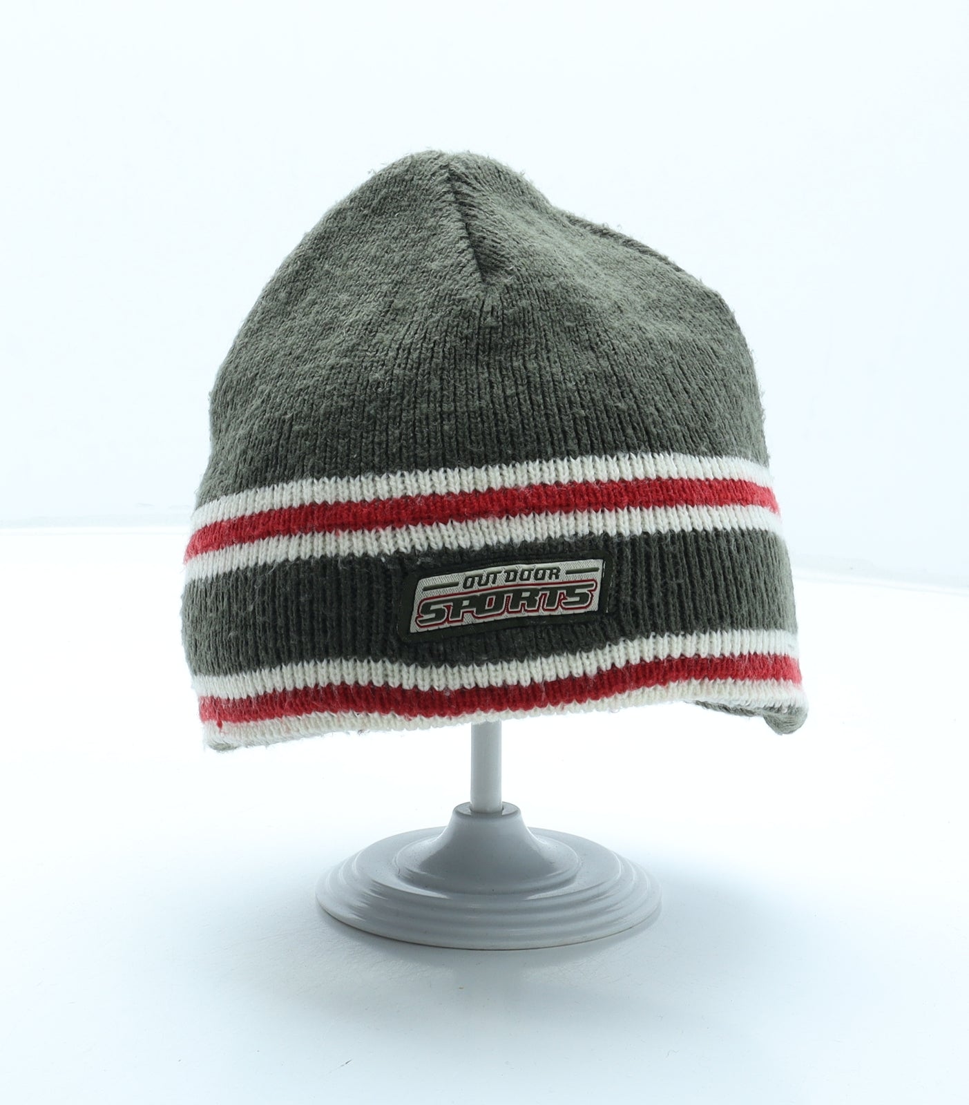 Mackays Mens Green Striped Acrylic Beanie Size L