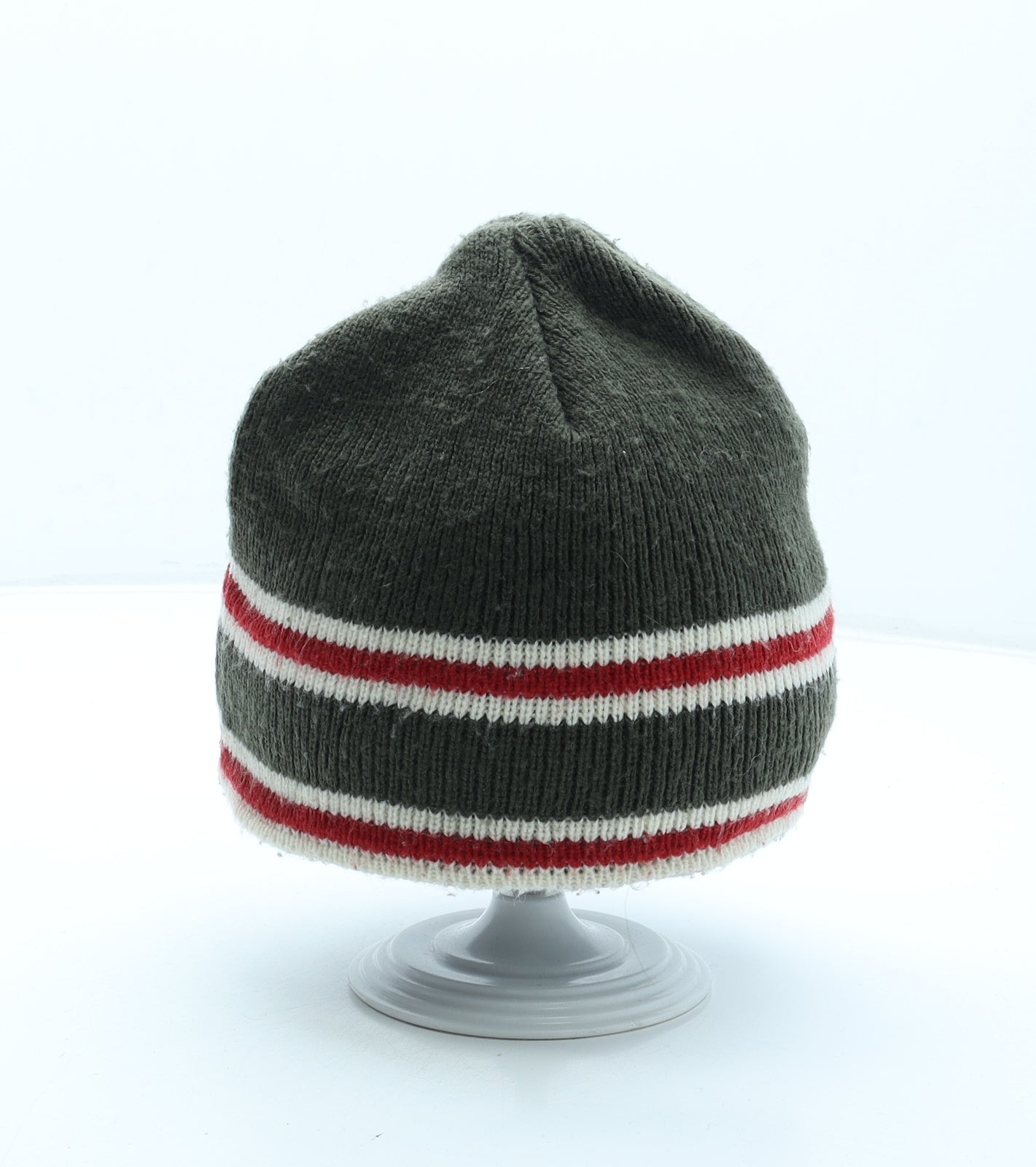 Mackays Mens Green Striped Acrylic Beanie Size L