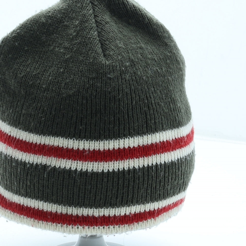 Mackays Mens Green Striped Acrylic Beanie Size L