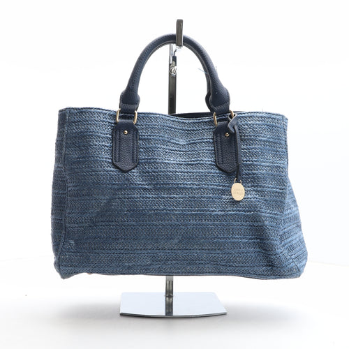 Laura Ashley Womens Blue Solid Polypropylene Top Handle Bag Size Medium