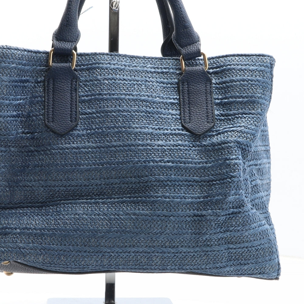 Laura Ashley Womens Blue Solid Polypropylene Top Handle Bag Size Medium