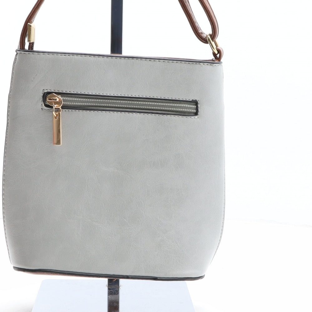 Preworn Womens Grey Colorblock Polyurethane Crossbody Size Small