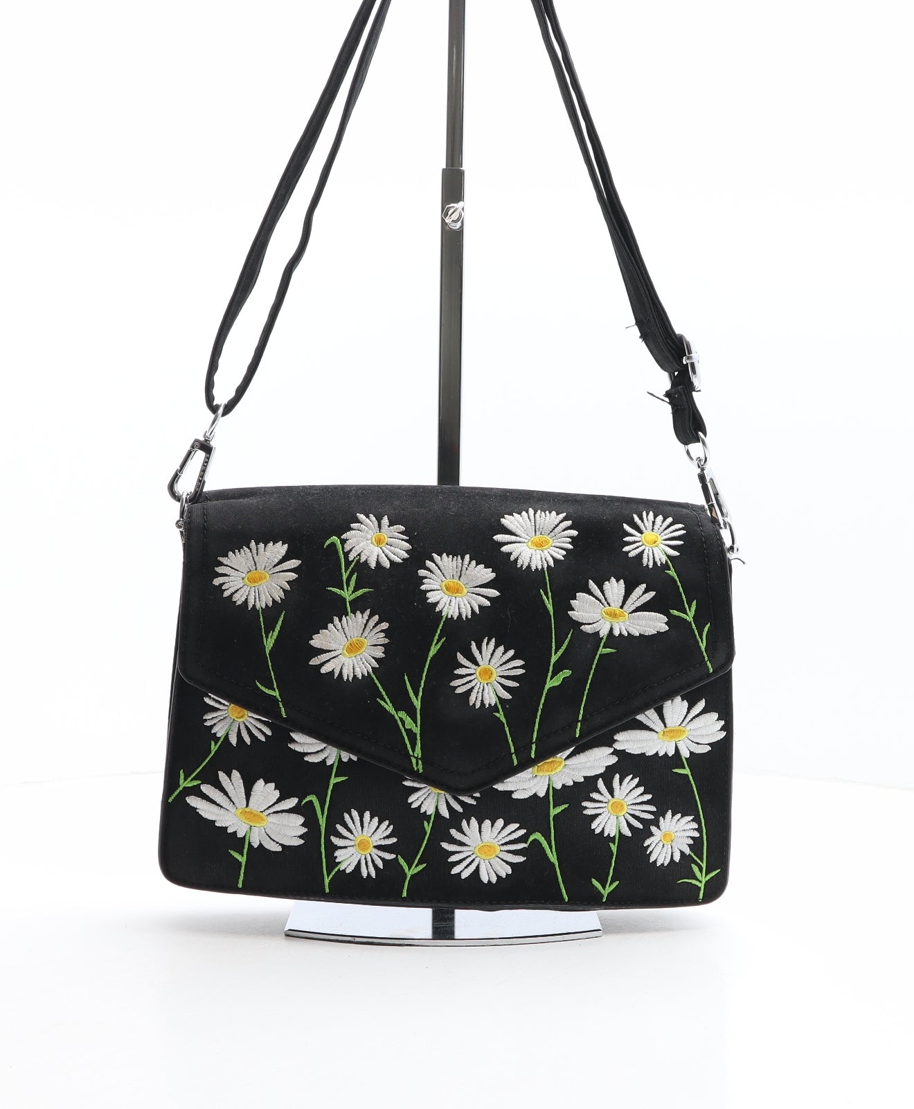 SkinnyDip Womens Black Floral Polyester Crossbody Size Medium - Purse included