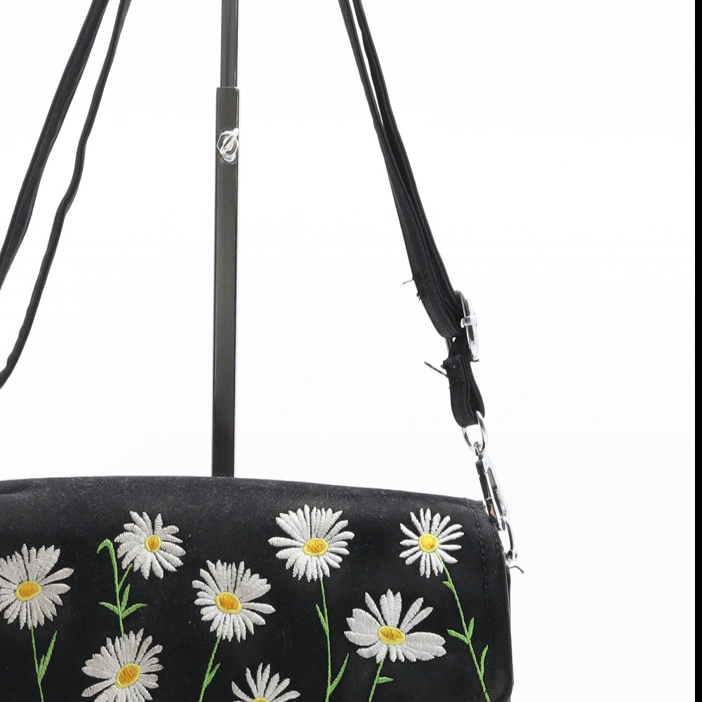 SkinnyDip Womens Black Floral Polyester Crossbody Size Medium - Purse included