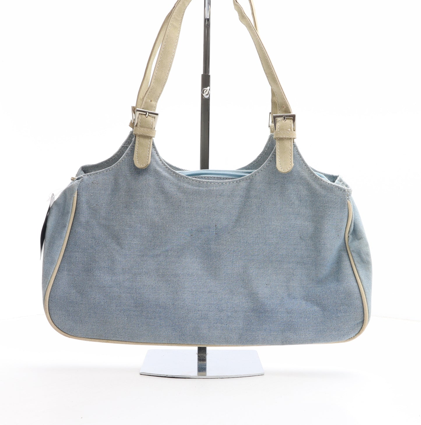 Mick-Gwent Womens Blue Geometric Cotton Shoulder Bag Size Medium