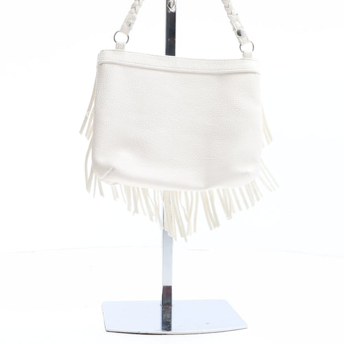H&M Womens White Solid Polyurethane Crossbody Size Small