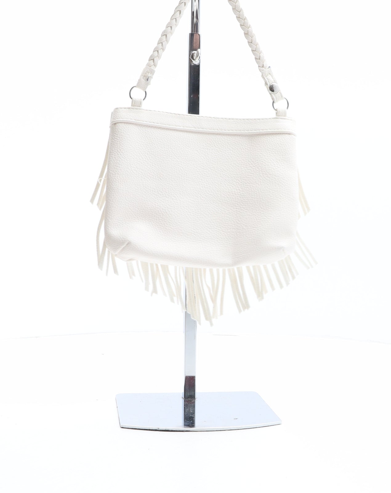 H&M Womens White Solid Polyurethane Crossbody Size Small
