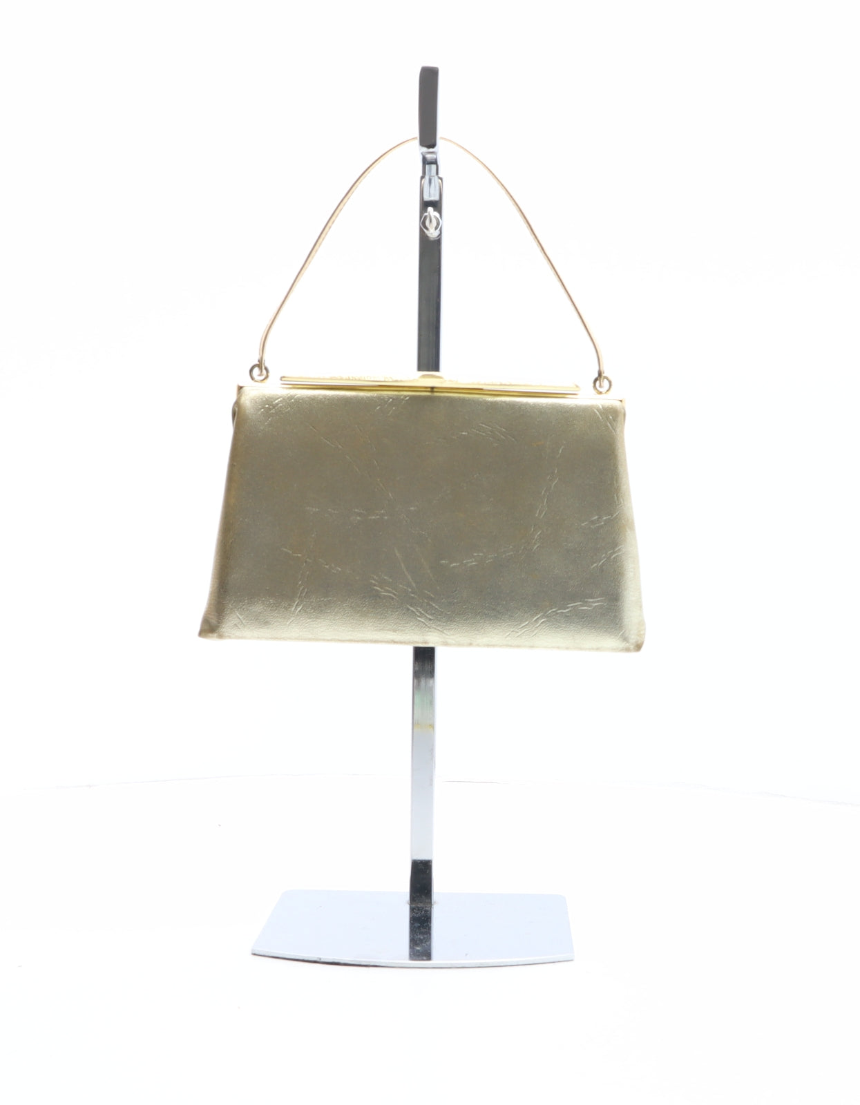 Preworn Womens Gold Solid Polyurethane Top Handle Bag Size Small