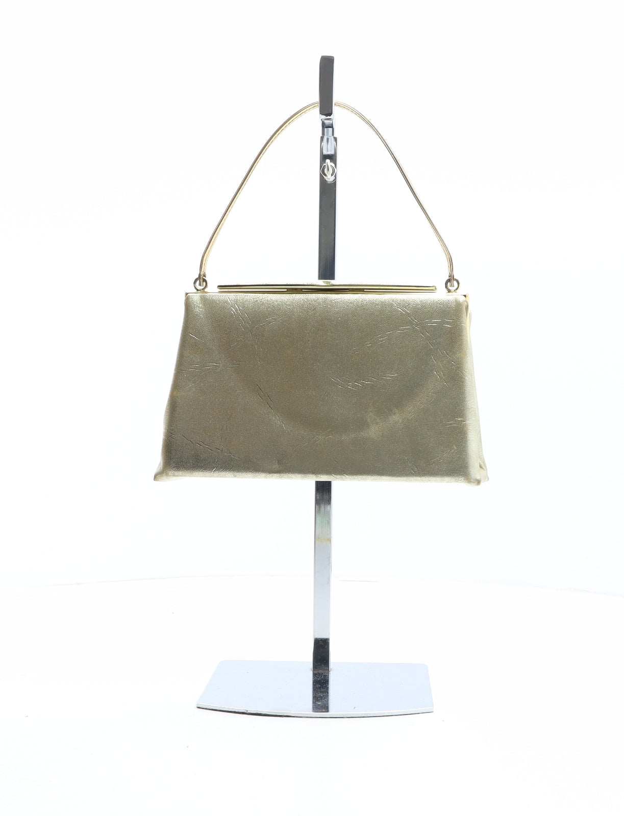 Preworn Womens Gold Solid Polyurethane Top Handle Bag Size Small