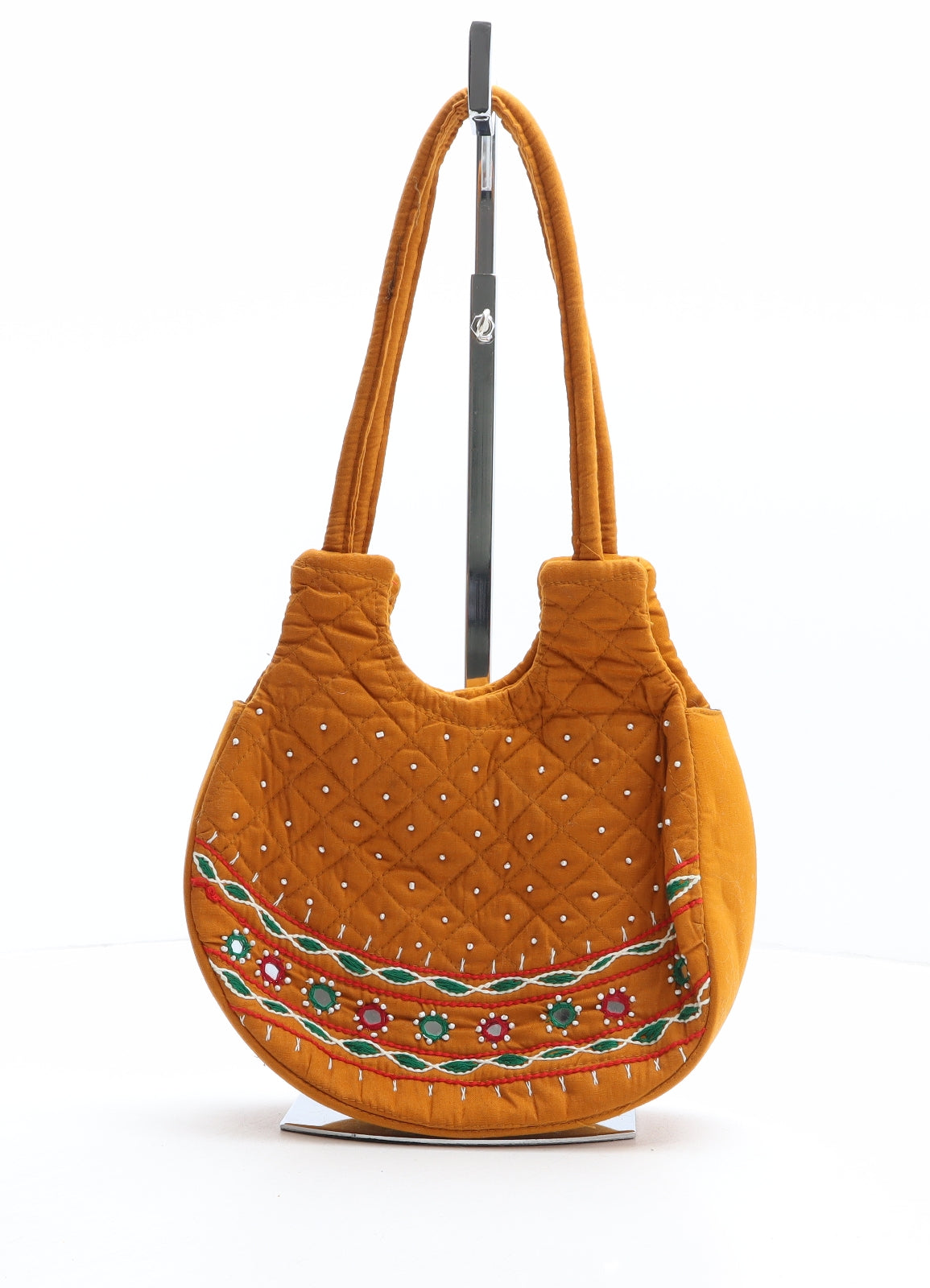 Preworn Womens Brown Solid Polyester Shoulder Bag Size Medium