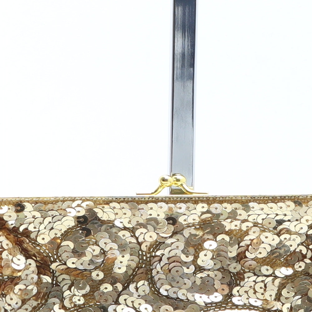 Florence + Fred Womens Gold Solid Polyester Clutch Size Small