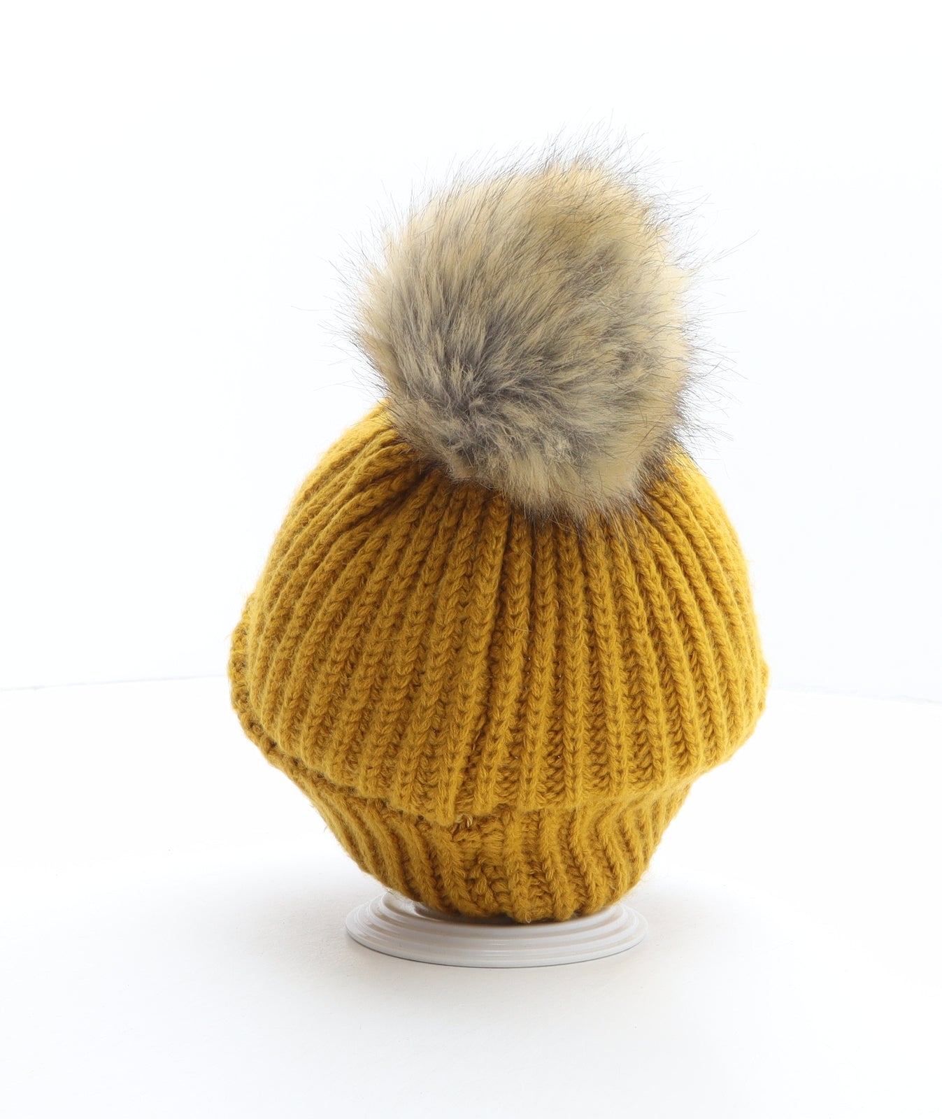 Topshop Womens Yellow Acrylic Bobble Hat One Size