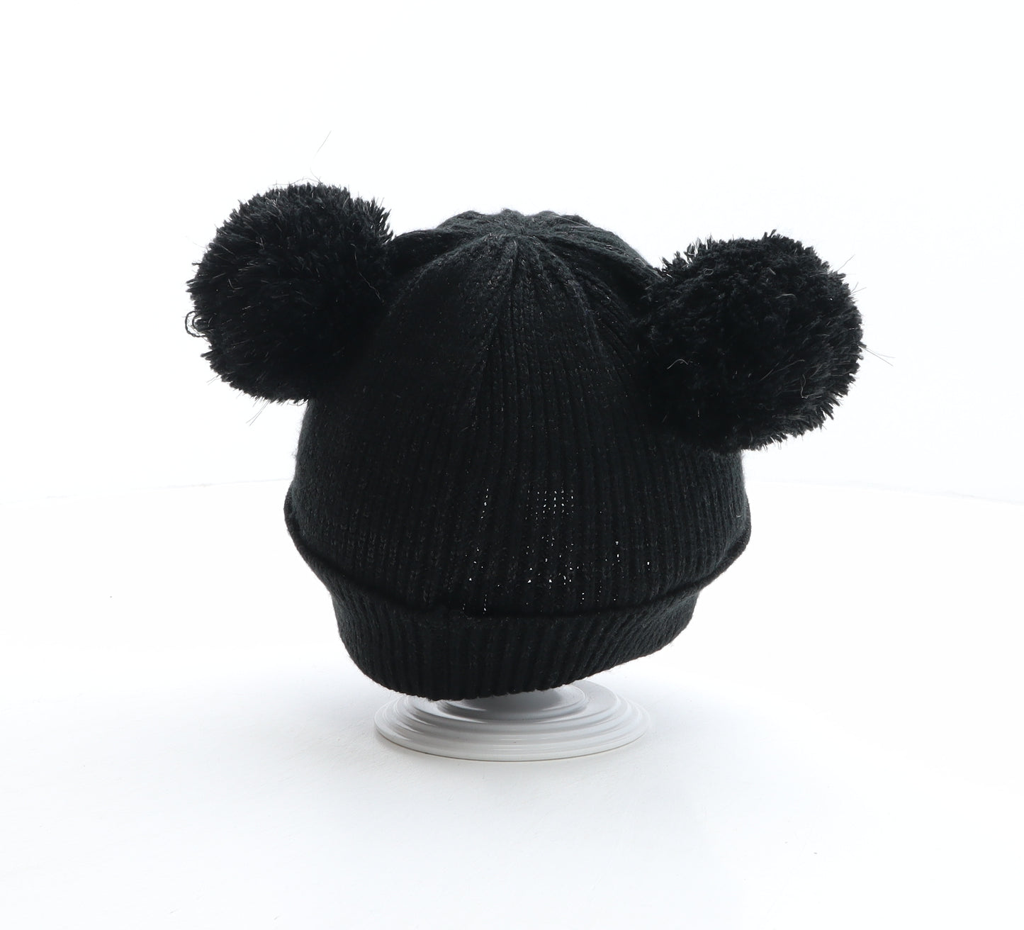 Debenhams Girls Black Acrylic Bobble Hat One Size - Cat Design