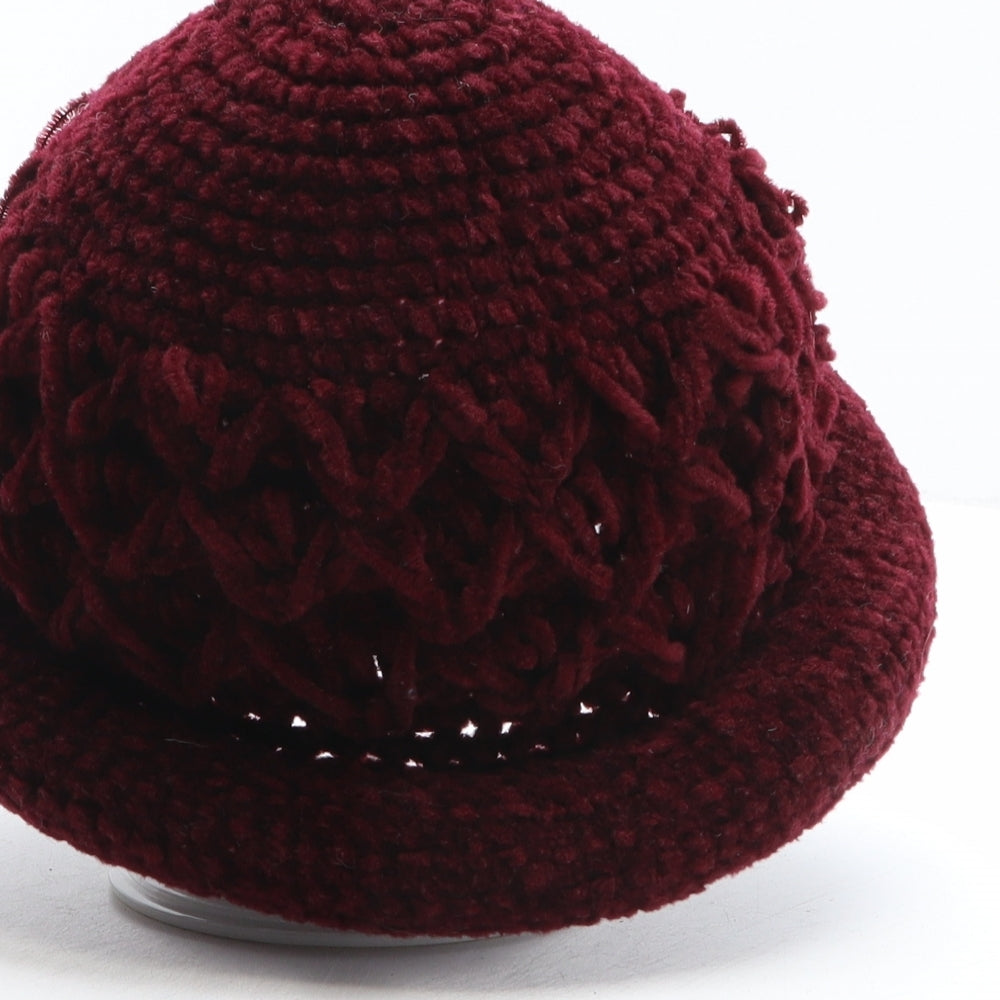 Preworn Womens Red Acrylic Cloche One Size