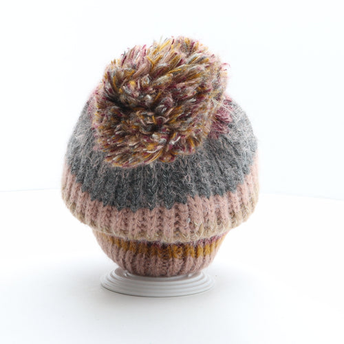 George Womens Multicoloured Striped Acrylic Bobble Hat One Size
