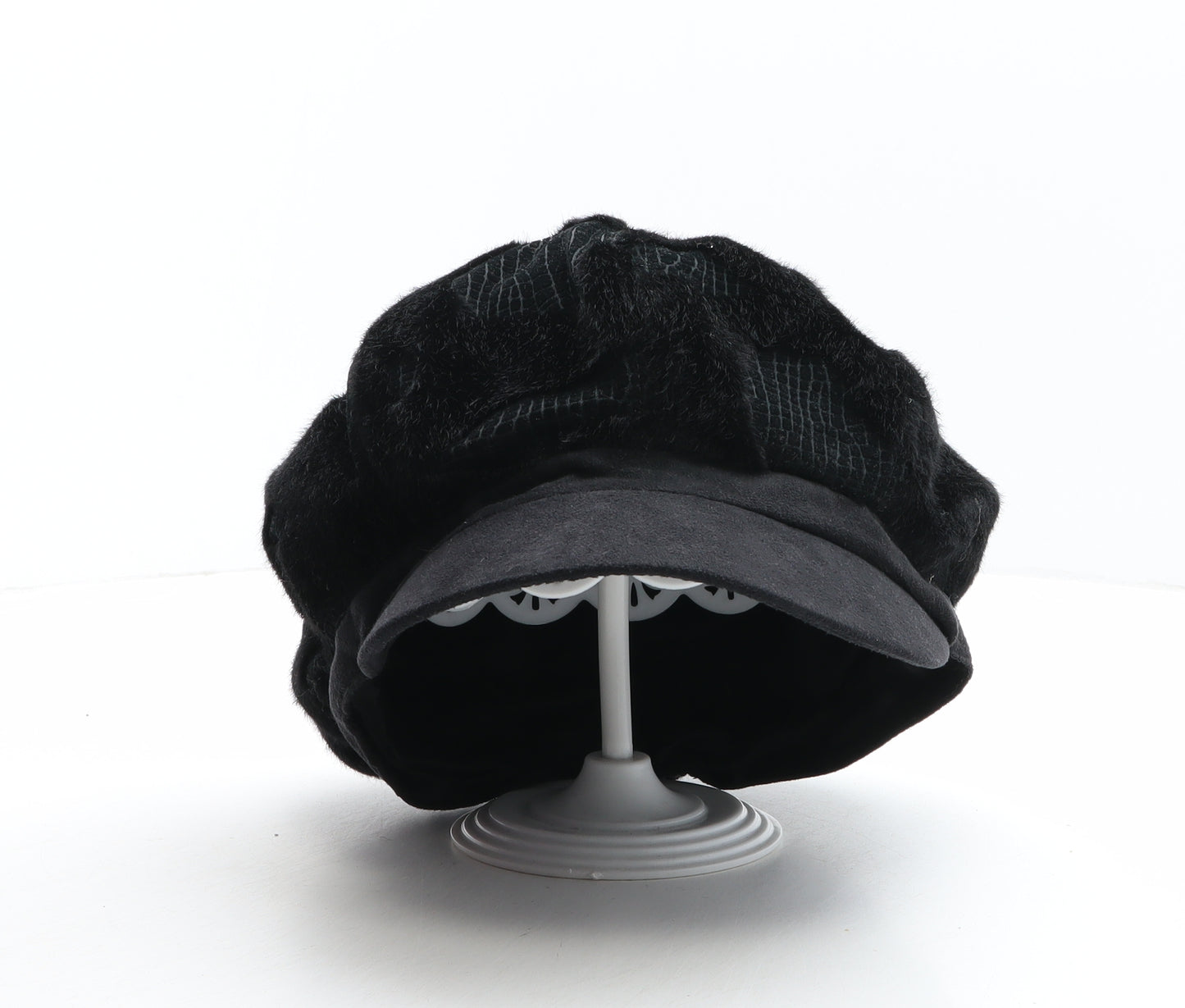 Preworn Womens Black Polyester Newsboy Cap One Size