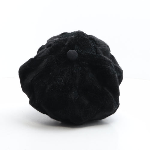 Preworn Womens Black Polyester Newsboy Cap One Size
