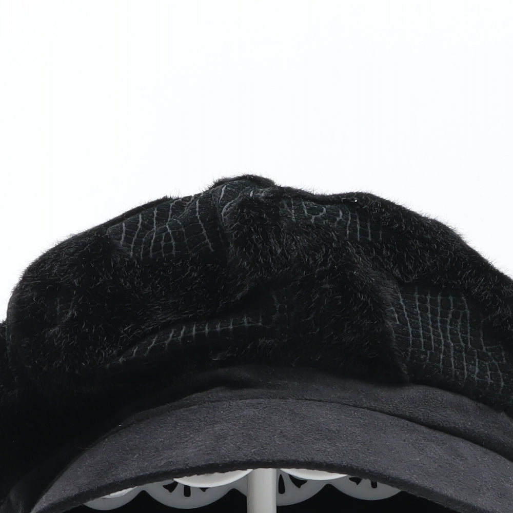 Preworn Womens Black Polyester Newsboy Cap One Size