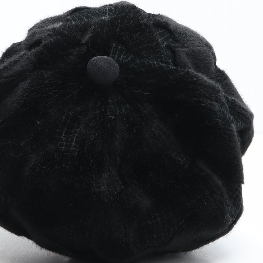 Preworn Womens Black Polyester Newsboy Cap One Size