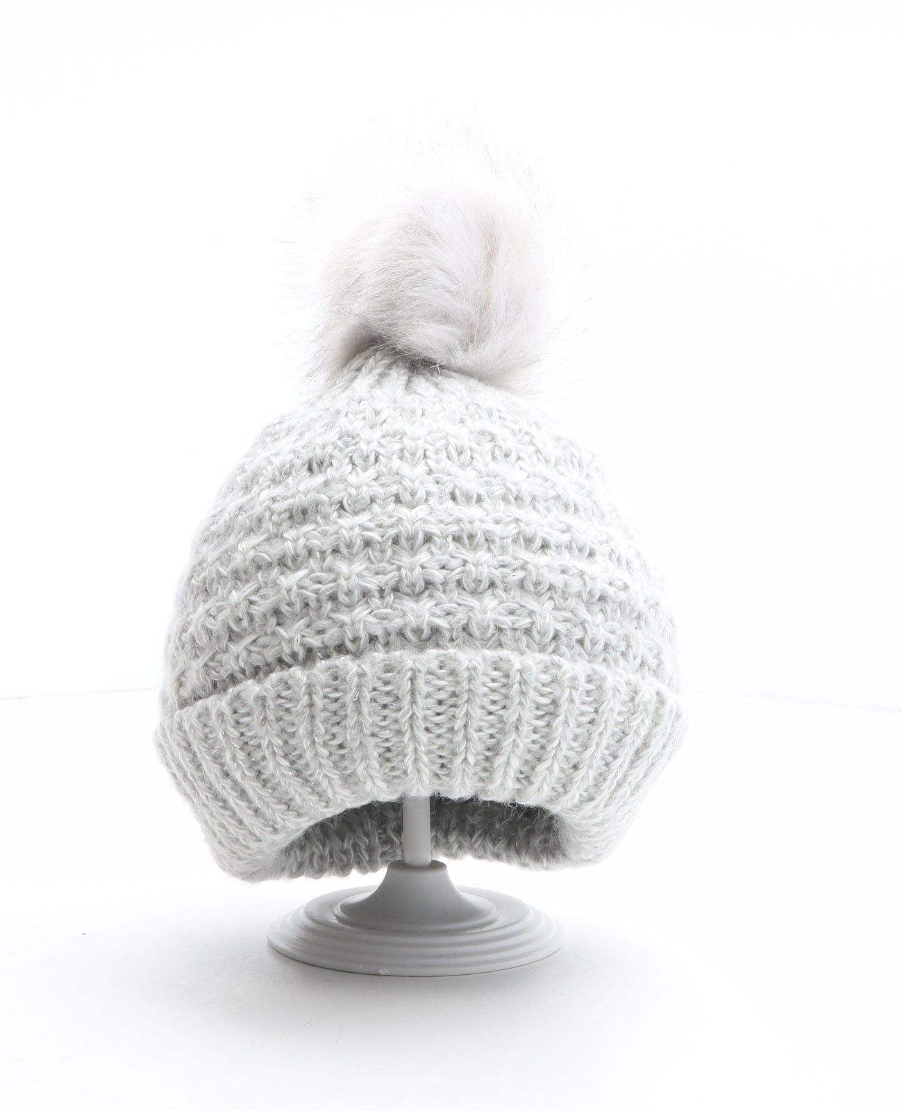 NEXT Girls Grey Acrylic Bobble Hat One Size - Size 5-6 years