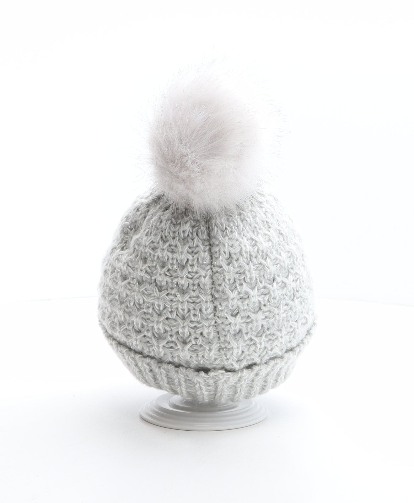 NEXT Girls Grey Acrylic Bobble Hat One Size - Size 5-6 years
