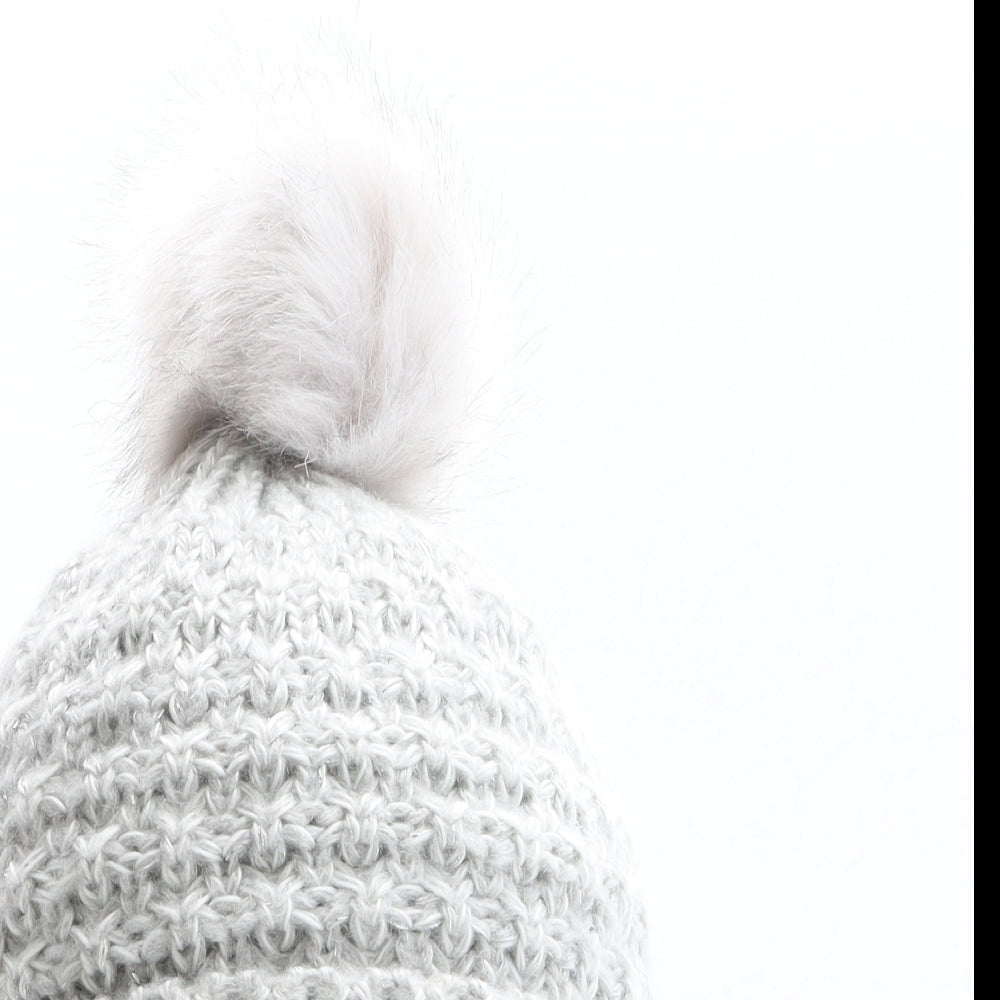 NEXT Girls Grey Acrylic Bobble Hat One Size - Size 5-6 years