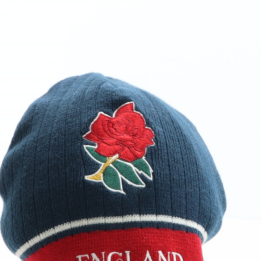 England Apparel Mens Multicoloured Striped Acrylic Beanie One Size - Rose detail