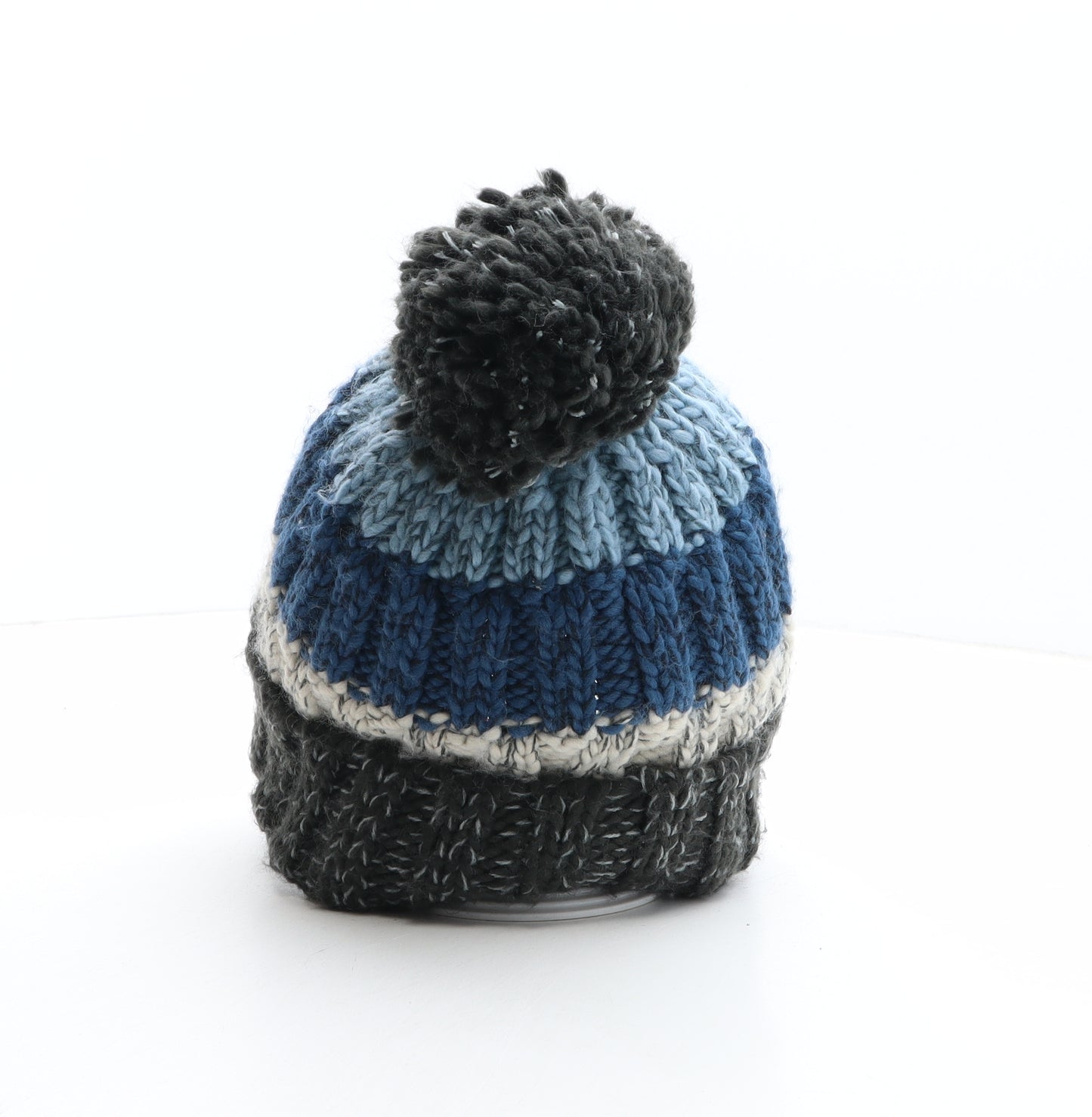 Barts Mens Multicoloured Striped Acrylic Beanie One Size - Pom Pom