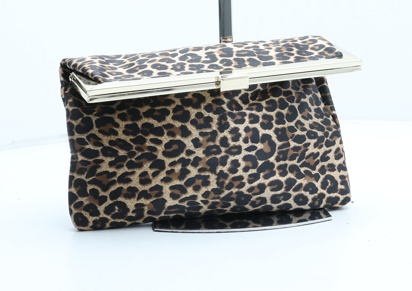 NEXT Womens Beige Animal Print Cotton Clutch Size Small - Leopard print