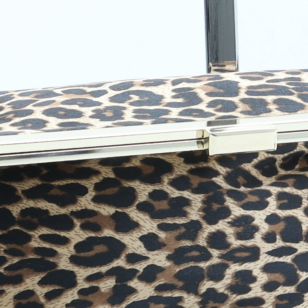 NEXT Womens Beige Animal Print Cotton Clutch Size Small - Leopard print