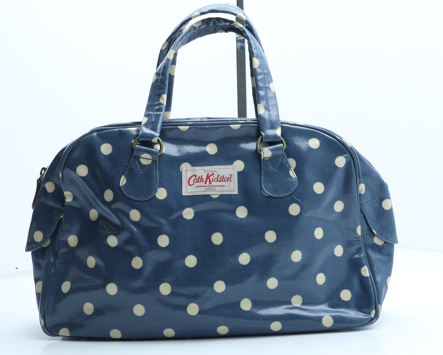 Cath Kidston Womens Blue Polka Dot Leather Top Handle Bag Size Medium