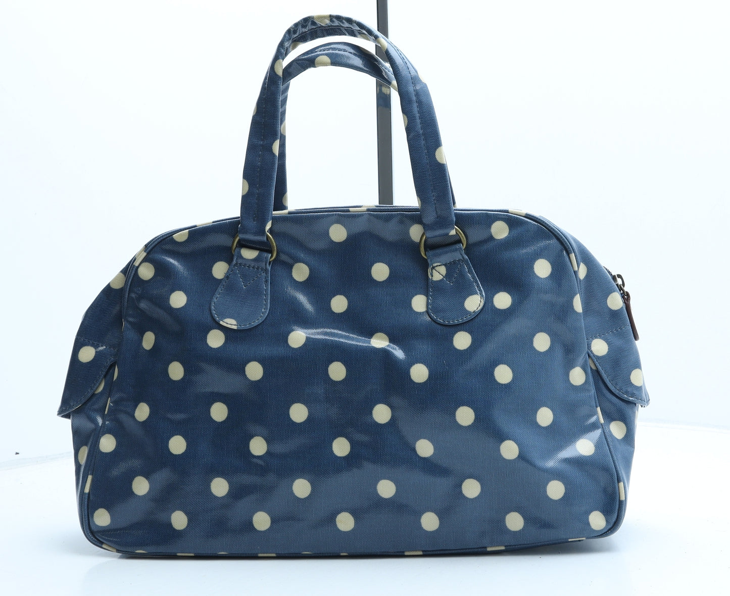 Cath Kidston Womens Blue Polka Dot Leather Top Handle Bag Size Medium