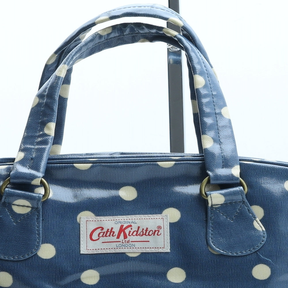 Cath Kidston Womens Blue Polka Dot Leather Top Handle Bag Size Medium