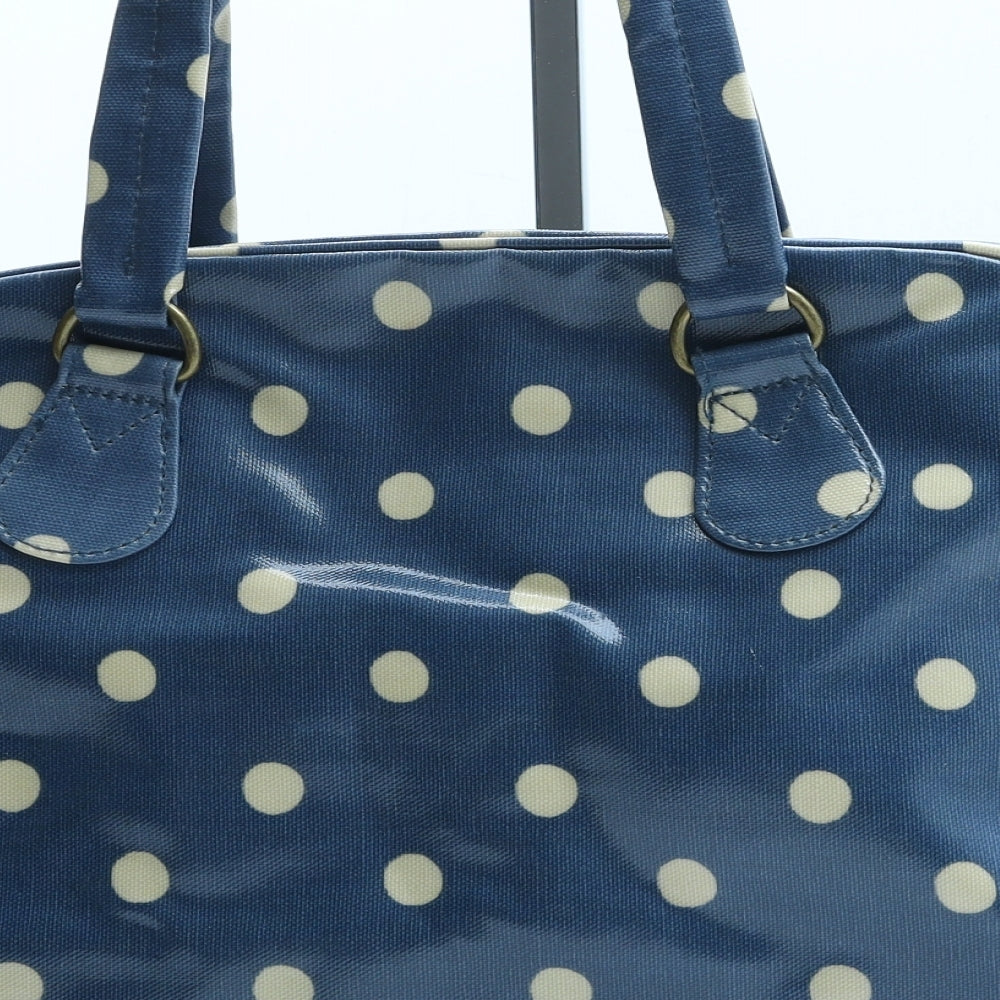 Cath Kidston Womens Blue Polka Dot Leather Top Handle Bag Size Medium