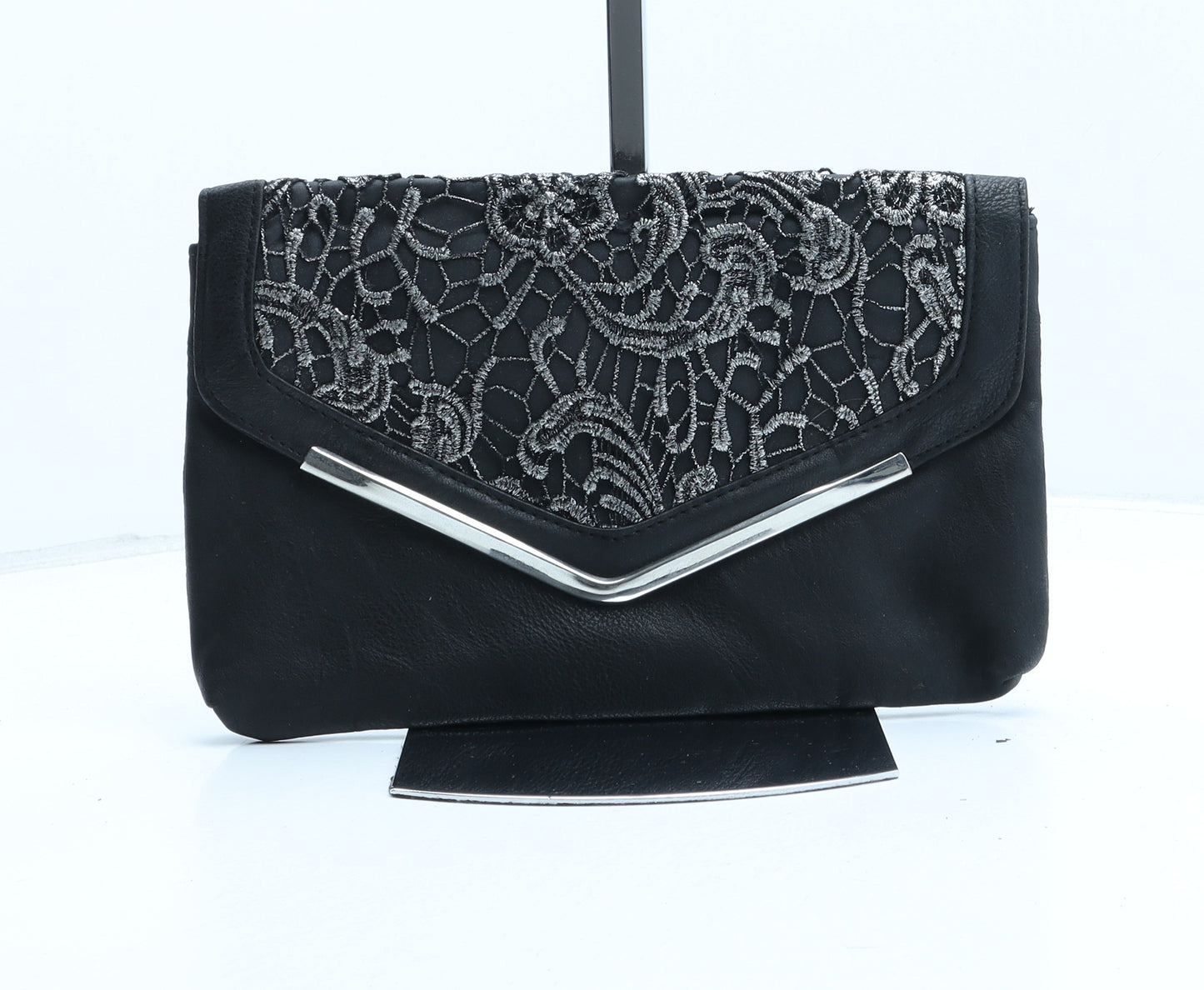 New Look Womens Black Floral Polyurethane Clutch Size Small - Lace Detail