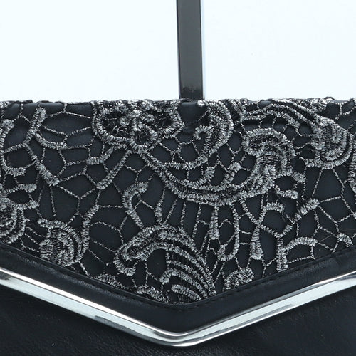 New Look Womens Black Floral Polyurethane Clutch Size Small - Lace Detail