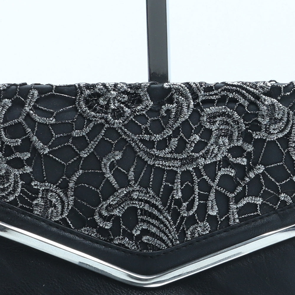 New Look Womens Black Floral Polyurethane Clutch Size Small - Lace Detail