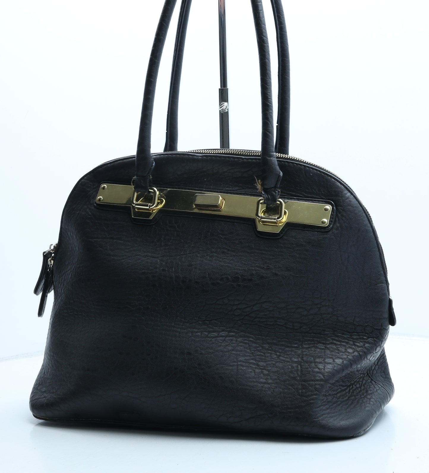 Aldo Womens Black Animal Print Polyurethane Top Handle Bag Size Large - Snake Print